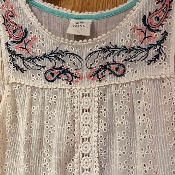Knox Rose Eyelet Embroidered Sleeveless Babydoll White Boho Blouse Size Medium‎ - Picture 3 of 7